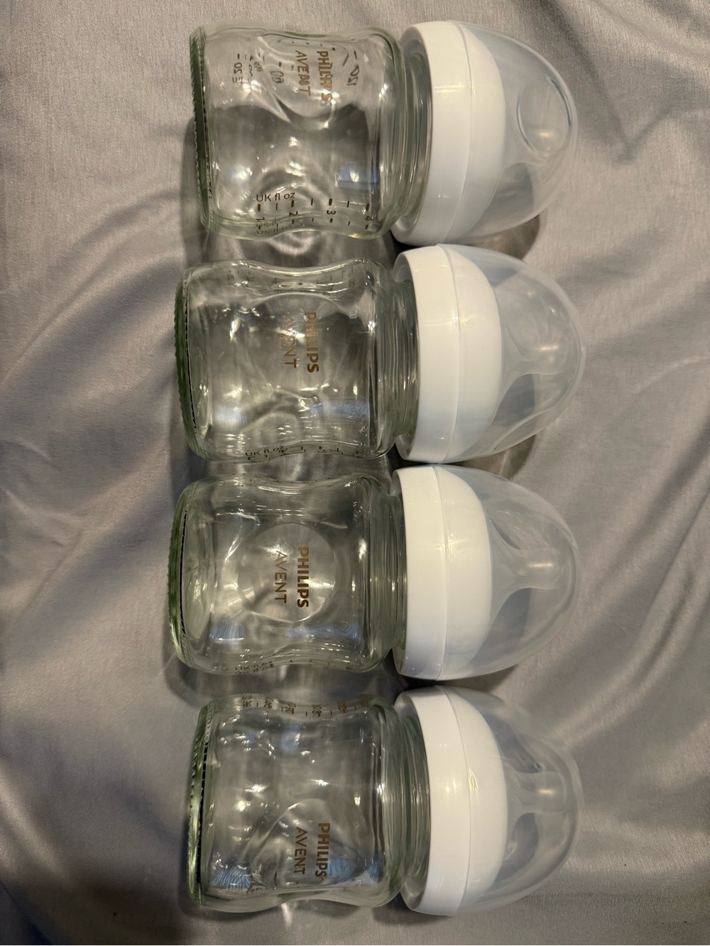 Philips Avent Clear Glass Baby Bottles with White Nipples - Set of 4
